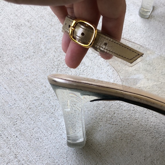 BOB BAKER Cinderella Clear Peep Toe Sling Back Heels - Picture 5 of 14